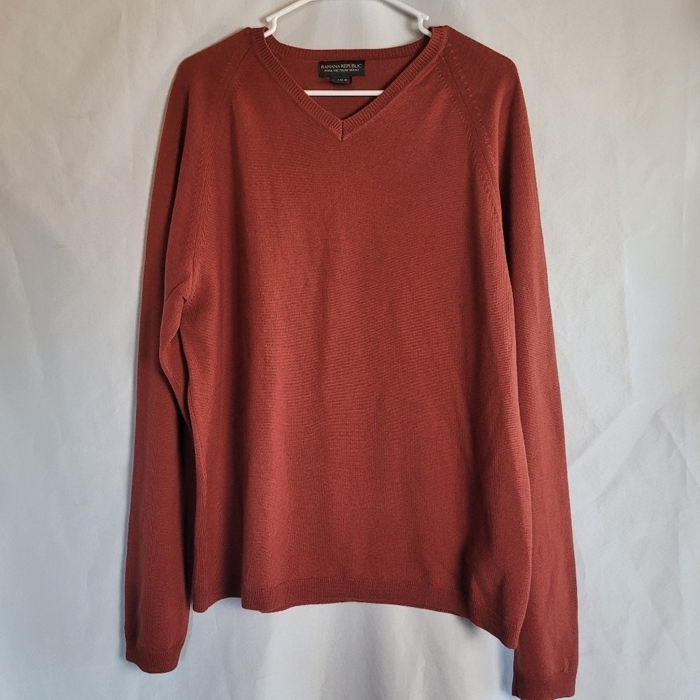 Banana Republic V-Neck Extra Fine Italian Merino Wool Sweater Size XL